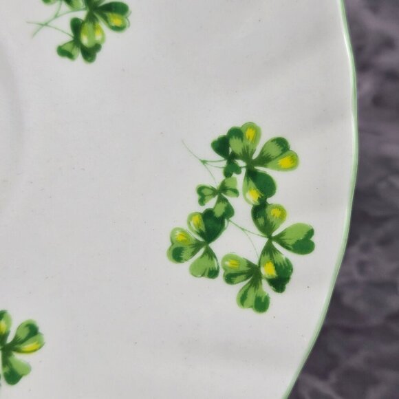 Royal Dover Fine Bone China Shamrock Tea Cup and Saucer Green White Vintage - Picture 7 of 16